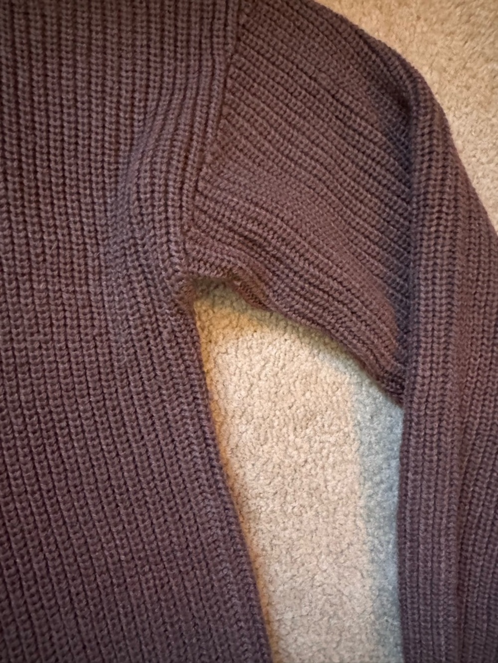 Women's Ribbed Quarterzip Pullover Sweater - Brown - Picture 2 of 5